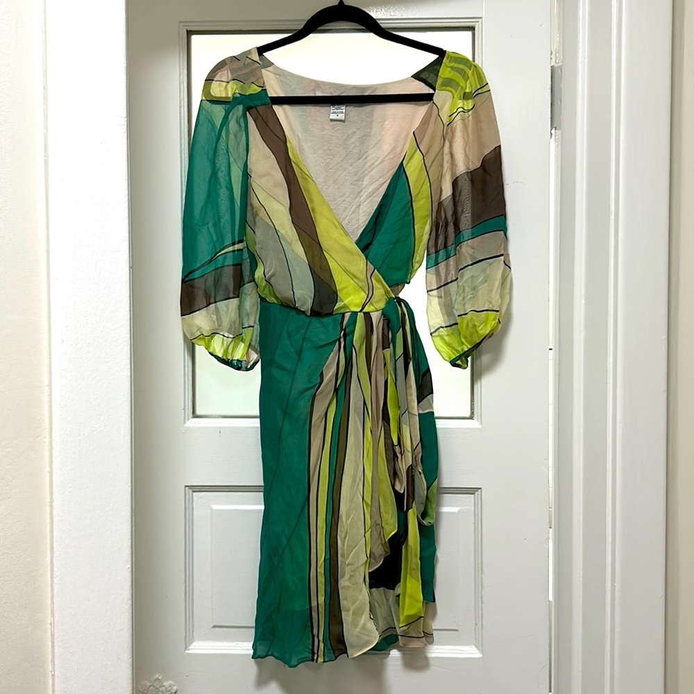 DVF size 2 green wrap dress